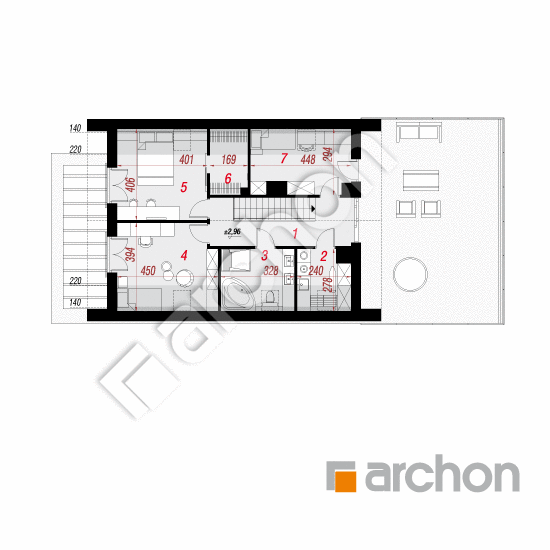 Проект дома ARCHON+ Дом в мандевилле 4 (Г2Е) План мансандри