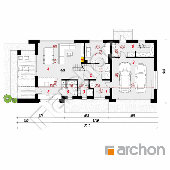 Проект дома ARCHON+ Дом в мандевилле 4 (Г2Е) План першого поверху