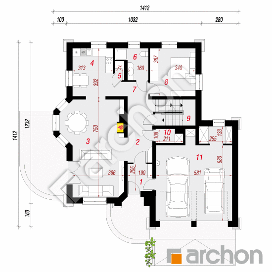 Проект будинку ARCHON+ Будинок в діброві (Г2П) вер.2 План першого поверху