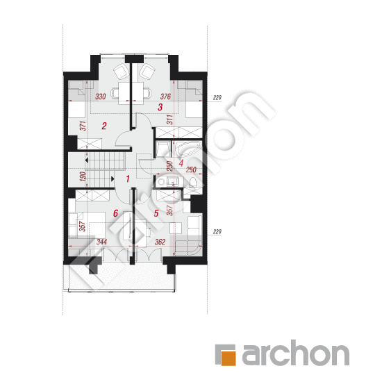 Проект дома ARCHON+ Дом в клематисах 22 (С) вер. 2 План мансандри
