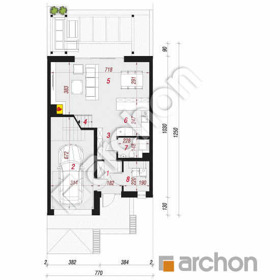 Проект будинку ARCHON+ Будинок в клематисах 22 (С) вер. 2 План першого поверху