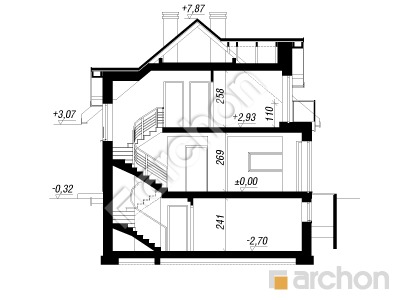 Проект дома ARCHON+ Дом в рододендронах (ПН) Розріз будинку