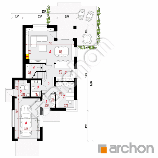 Проект будинку ARCHON+ Вілла Ельвіра План першого поверху