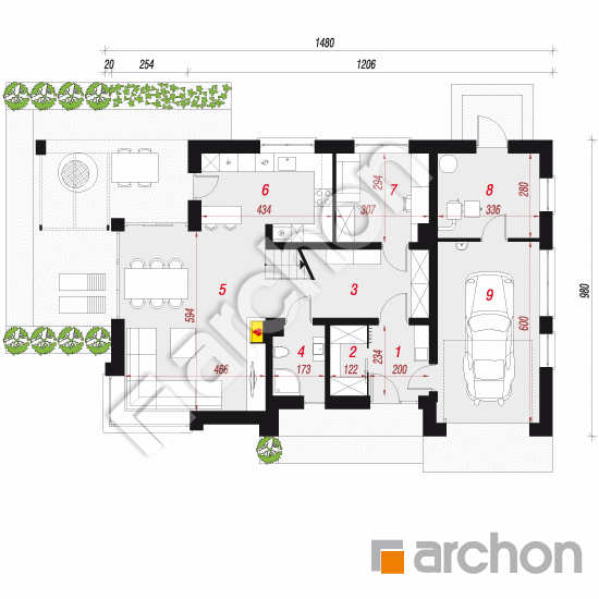 Проект дома ARCHON+ Дом в изопируме 4 План першого поверху