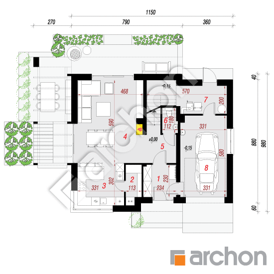 Проект дома ARCHON+ Дом в фаворитках 2 План першого поверху