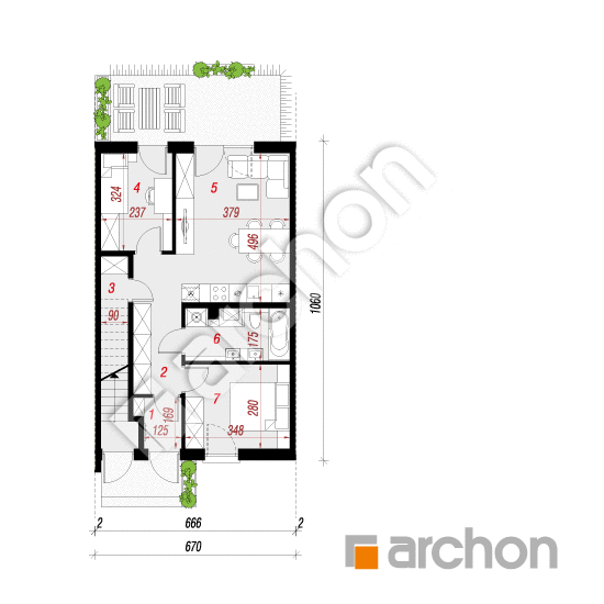 Проект будинку ARCHON+ Будинок в фіалках 14 (Р2С) вер.2  План першого поверху
