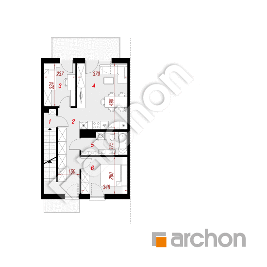 Проект будинку ARCHON+ Будинок в фіалках 14 (Р2С) вер.2  План першого поверху