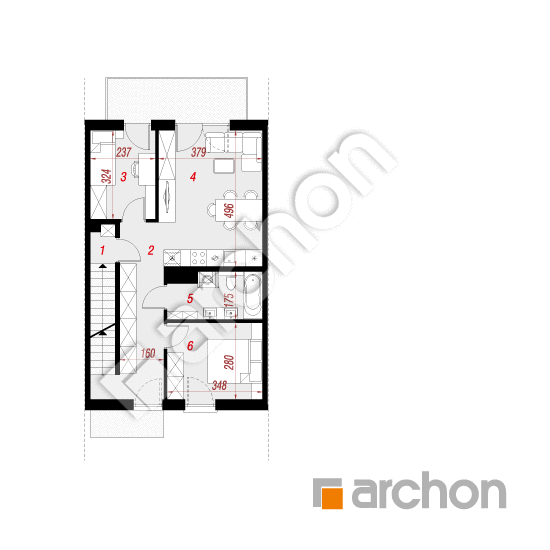 Проект дома ARCHON+ Дом в фиалках 14 (Р2С) вер.2  План першого поверху