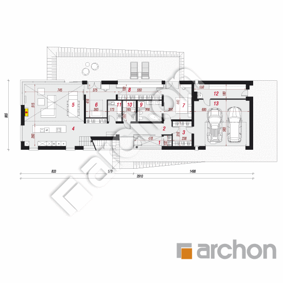 Проект будинку ARCHON+ Будинок у вересі (Г2) План першого поверху