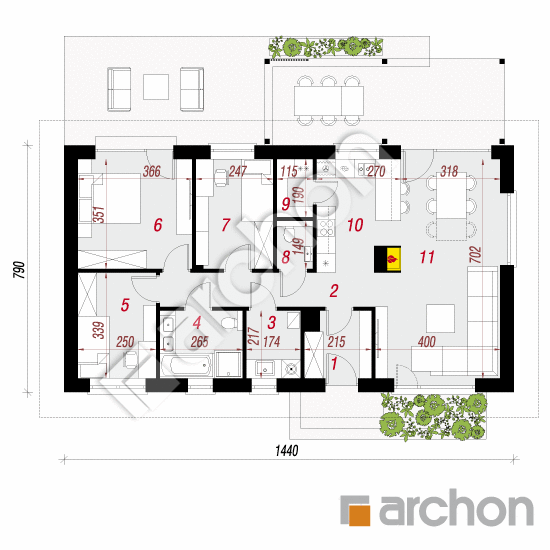 Проект дома ARCHON+ Дом в ирисе  План першого поверху