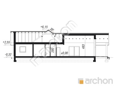 Проєкт будинку ARCHON+ Будинок в мажанках (Г) Розріз будинку
