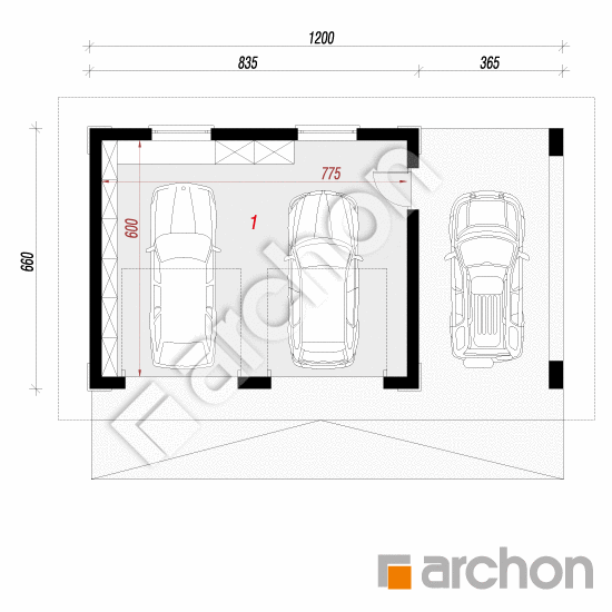 Проект дома ARCHON+ Г28 - Двухместный гараж  План першого поверху