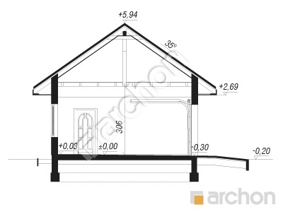 Проект дома ARCHON+ Г28 - Двухместный гараж  Розріз будинку