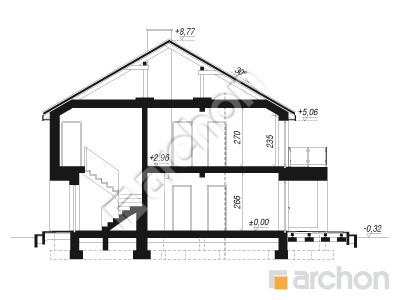 Проект дома ARCHON+ Дом в фиалках 5 (Р2Б) вер.2 Розріз будинку