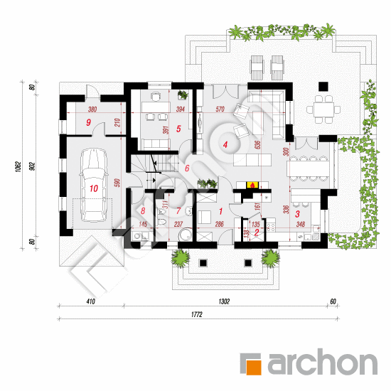 Проект будинку ARCHON+ Будинок в каллах 3 (П) План першого поверху