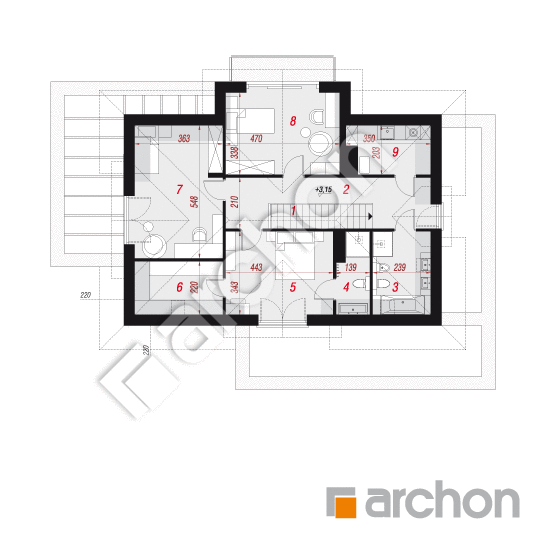 Проект дома ARCHON+ Вилла Миранда 17 (Г2ПЕ) План мансандри