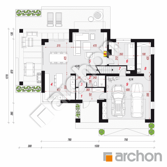 Проект дома ARCHON+ Вилла Миранда 17 (Г2ПЕ) План першого поверху