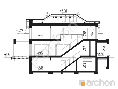 Проєкт будинку ARCHON+ Вілла Міранда 17 (Г2ПЕ) Розріз будинку