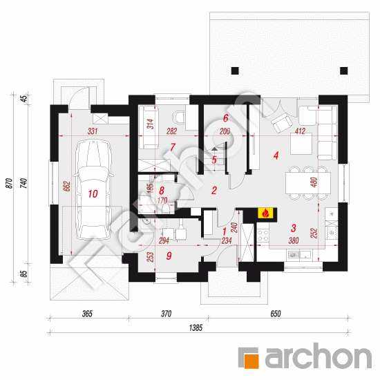 Проект будинку ARCHON+ Будинок в хлорофітумі 5 (ГА) План першого поверху