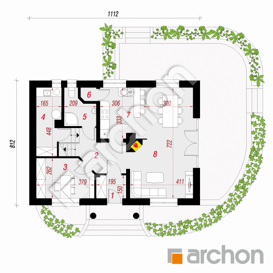 Проект будинку ARCHON+ Будинок в вербенах 4 (В) План першого поверху