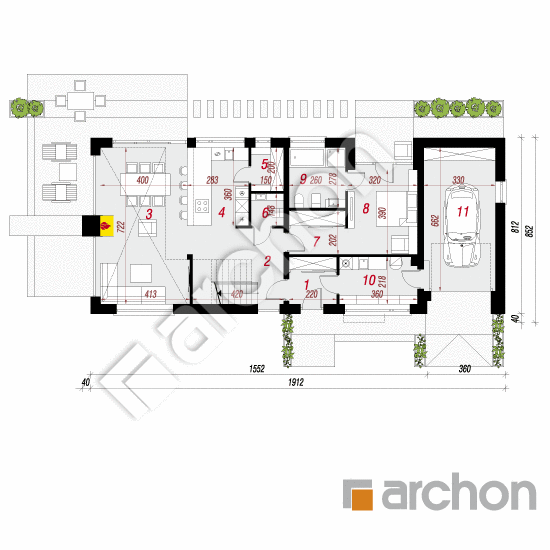 Проект дома ARCHON+ Дом в лаврах вер.2 План першого поверху