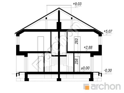Проект дома ARCHON+ Дом в вороньем глазу (Р2Б) Розріз будинку