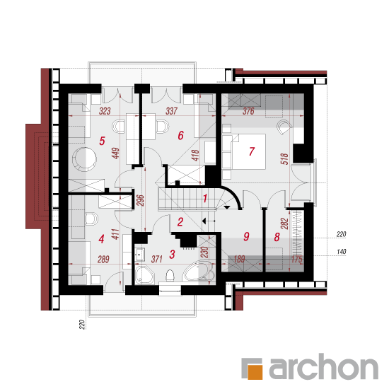 Проект будинку ARCHON+ Будинок у винограді 5 вер. 2 План мансандри