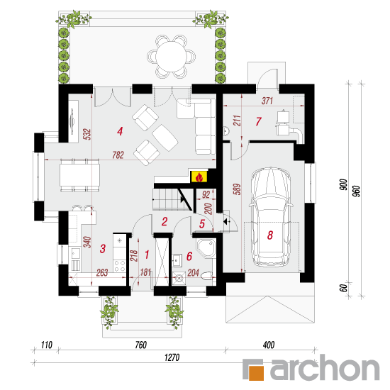 Проект будинку ARCHON+ Будинок у винограді 5 вер. 2 План першого поверху