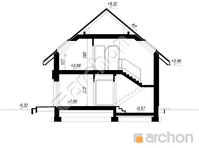 Проєкт будинку ARCHON+ Будинок в шишковиках 6 (Е) Розріз будинку