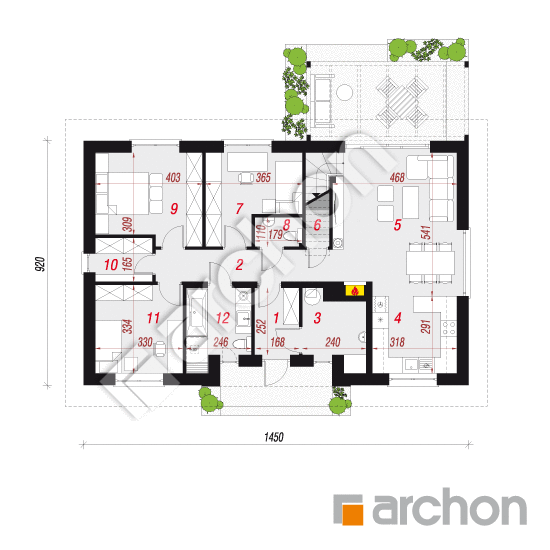 Проект будинку ARCHON+ Будинок у вівсянниці 7 План першого поверху