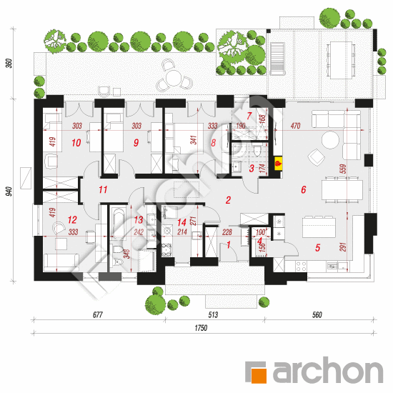 Проект будинку ARCHON+ Будинок в базиліці 2 (Е) ВДЕ План першого поверху