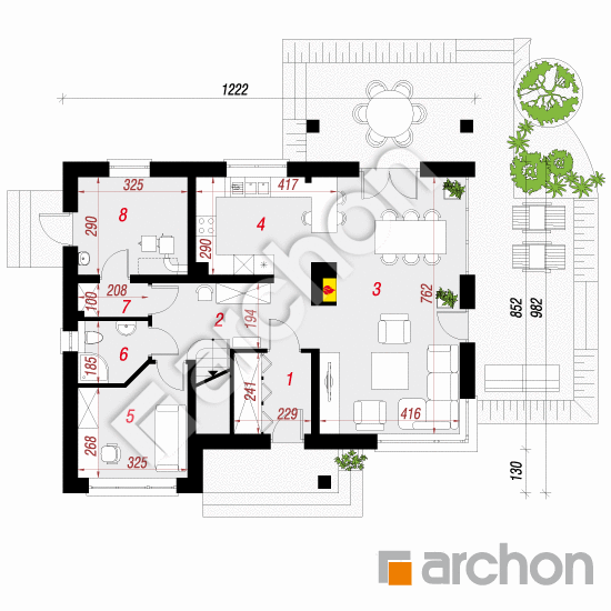 Проект будинку ARCHON+ Будинок в айдаредах 3 (Т) План першого поверху
