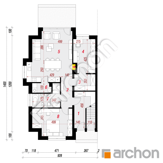 Проект будинку ARCHON+ Вілла Юлія 6 (Б) План першого поверху