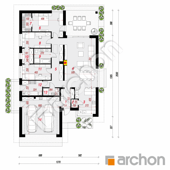 Проект будинку ARCHON+ Будинок у кульківнику (Г2) План першого поверху