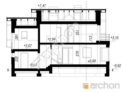 Проєкт будинку ARCHON+ Будинок в перлівці (Н) TERMO вер.2 Розріз будинку