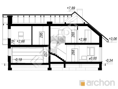 Проект дома ARCHON+ Дом в рододендронах 24 (Г2Н) Розріз будинку