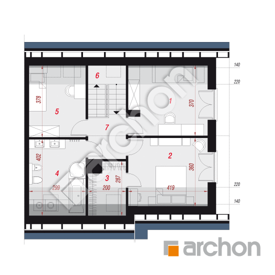 Проект дома ARCHON+ Дом в хлорофитуме (АБ) План мансандри