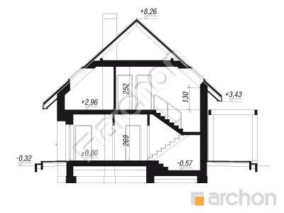 Проєкт будинку ARCHON+ Будинок в хлорофітумі (АБ) Розріз будинку