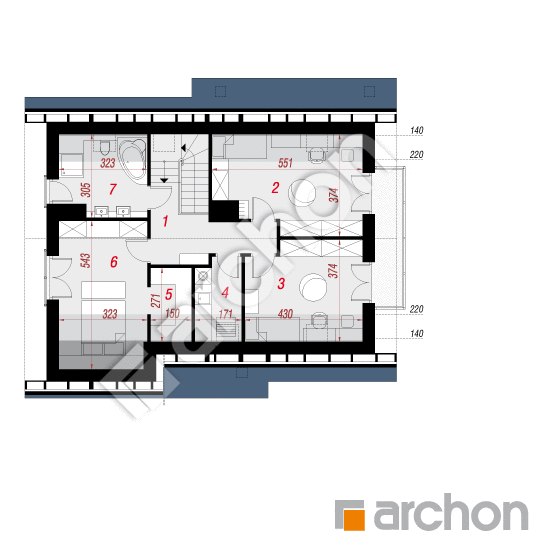 Проект дома ARCHON+ Дом в яблонках 7 (Т План мансандри