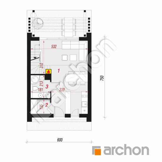 Проект дома ARCHON+ Летний домик у ручья 3 План першого поверху