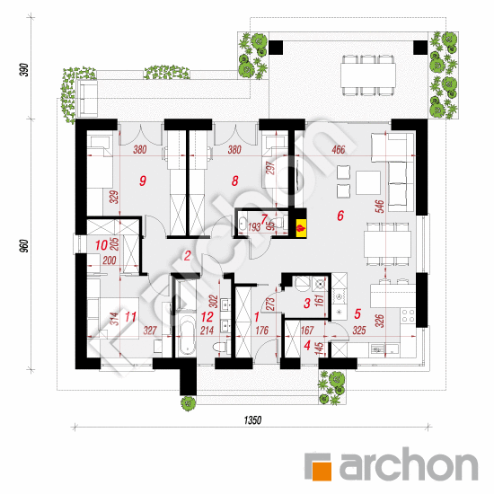 Проект будинку ARCHON+ Будинок у вівсянниці 3 (A) План першого поверху