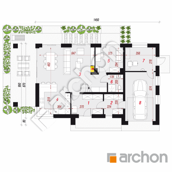 Проект дома ARCHON+ Дом в сафлоре План першого поверху