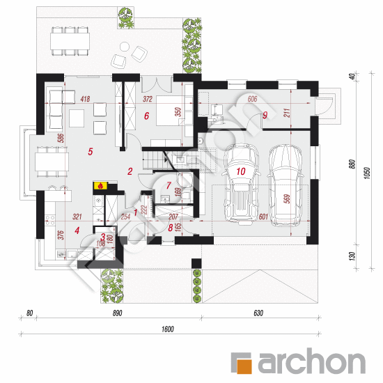 Проект дома ARCHON+ Дом в медовниках (Г2) План першого поверху