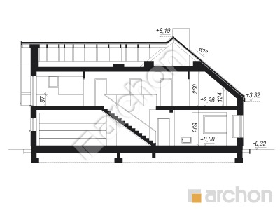 Проект дома ARCHON+ Дом в медовниках (Г2) Розріз будинку