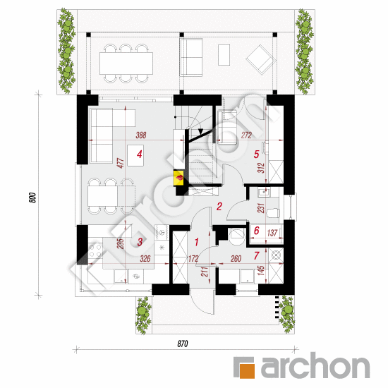 Проект будинку ARCHON+ Будинок в кронселах  План першого поверху