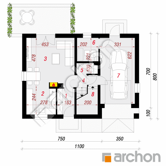 Проект дома ARCHON+ Дом в химонантах План першого поверху
