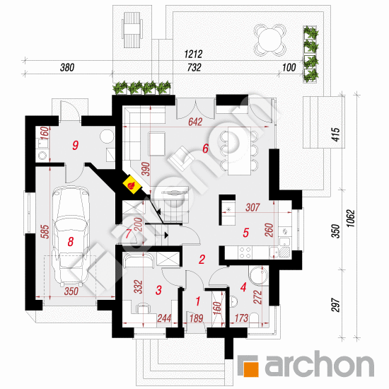Проект будинку ARCHON+ Будинок в абрикосах (H) вер.2 План першого поверху