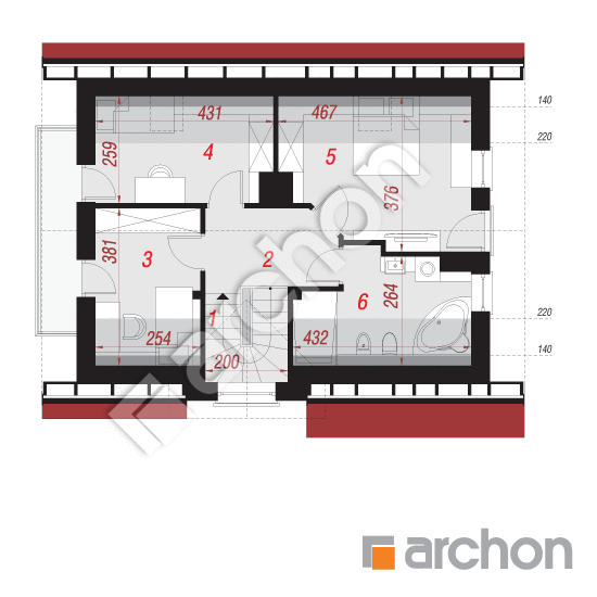 Проект дома ARCHON+ Дом в солодках 5 (Т) План мансандри