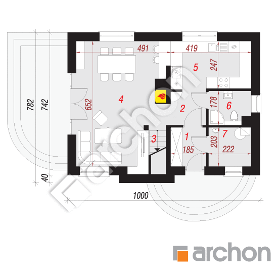 Проект дома ARCHON+ Дом в солодках 5 (Т) План першого поверху