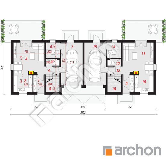 Проект будинку ARCHON+ Будинок в хімонантах (Р2) План першого поверху